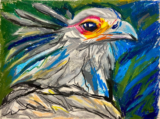 ORIGINAL art oil pastel on paper painting Eagle wall art bird artwork 9x12”