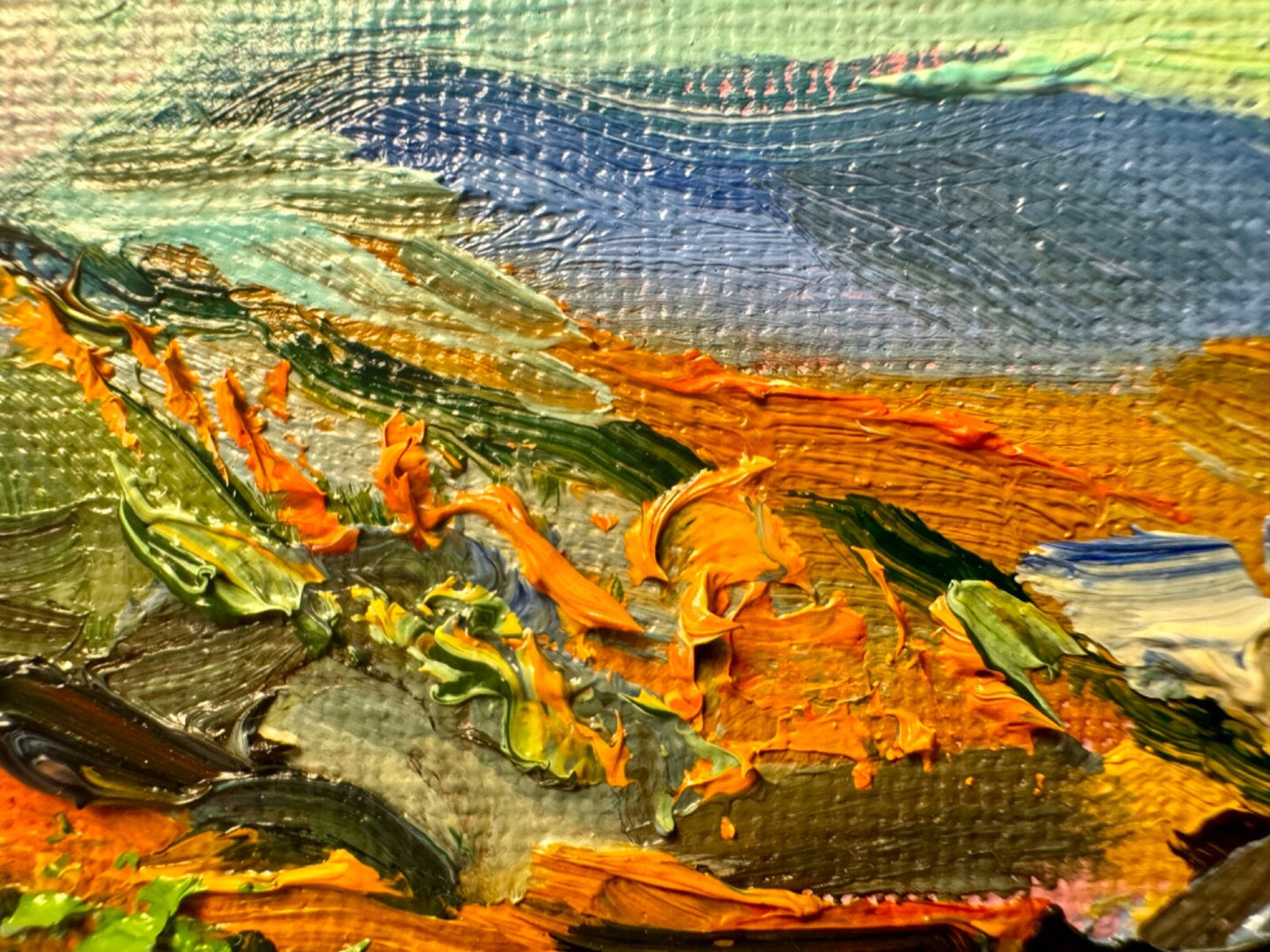 Oil Painting Franconia Notch Mountain landscape Original art Mini easel 4x4