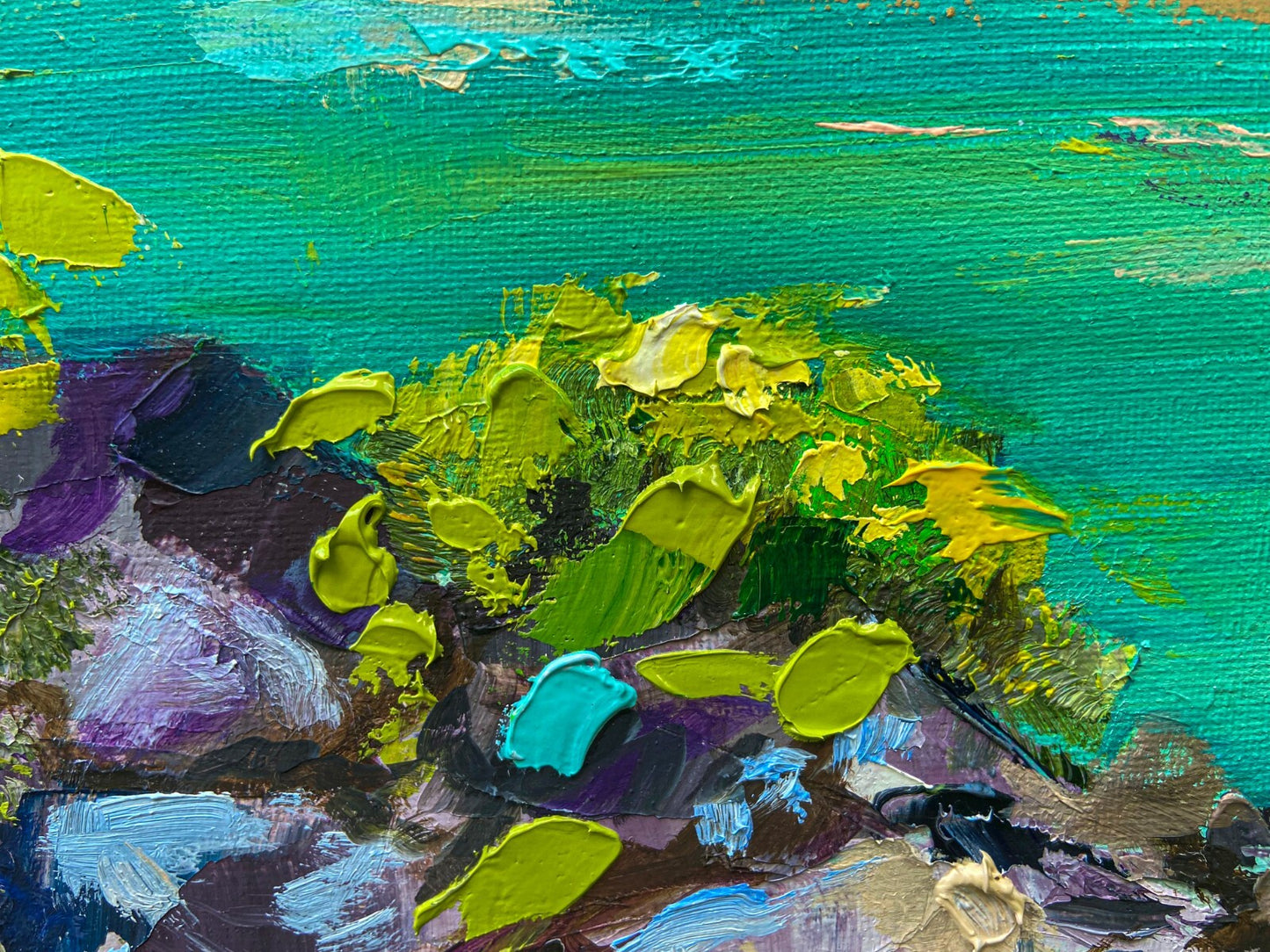 Original art oil painting Landscape mountain artwork Lake wall art 18x24"