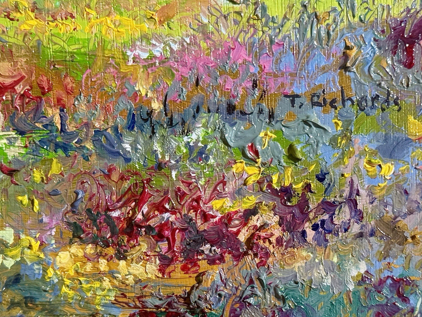 Oil painting panel ORIGINAL art Wildflower field Mountain Landscape flower 8x10