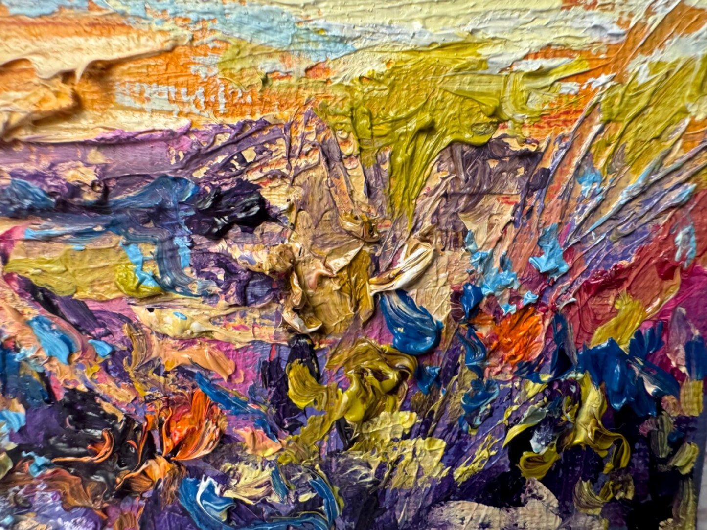 Oil Painting Wildflower landscape Original art Flower floral art 4x4”