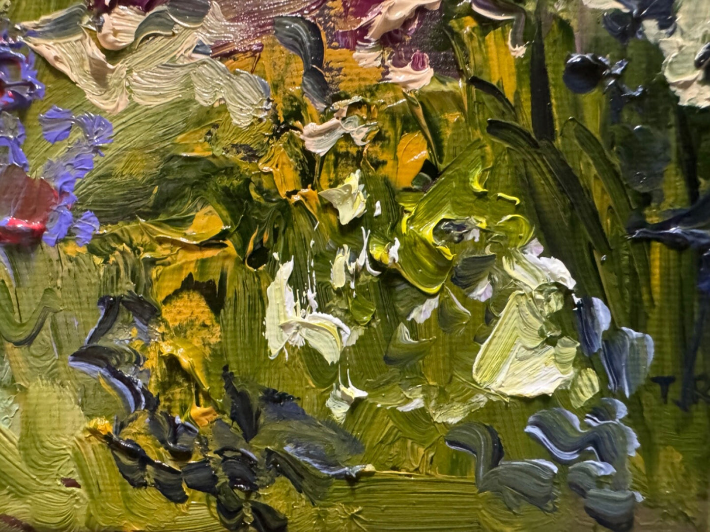 Field painting ORIGINAL art Landscape mountain artwork Floral wildflower 9x12"