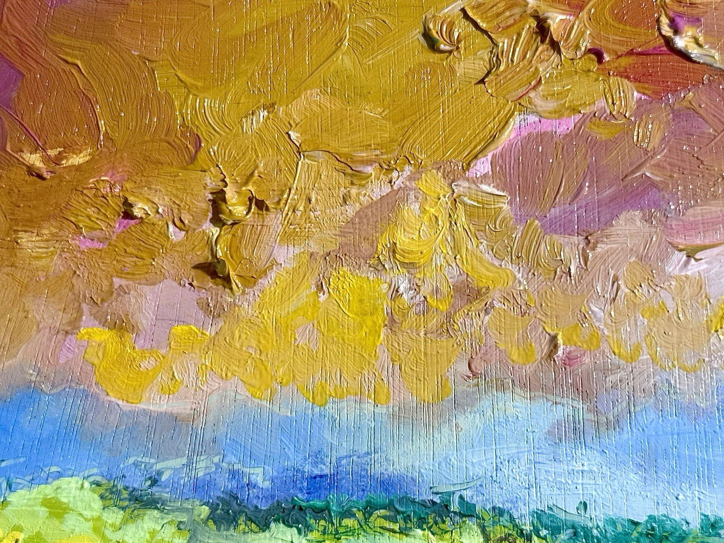 Oil painting panel ORIGINAL art Wildflower field Mountain Landscape flower 8x10