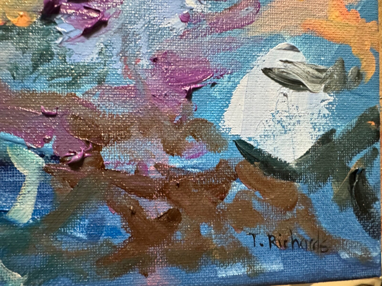 Oil painting ORIGINAL art Mountain artwork Landscape Sky sunrise signed 10x20"