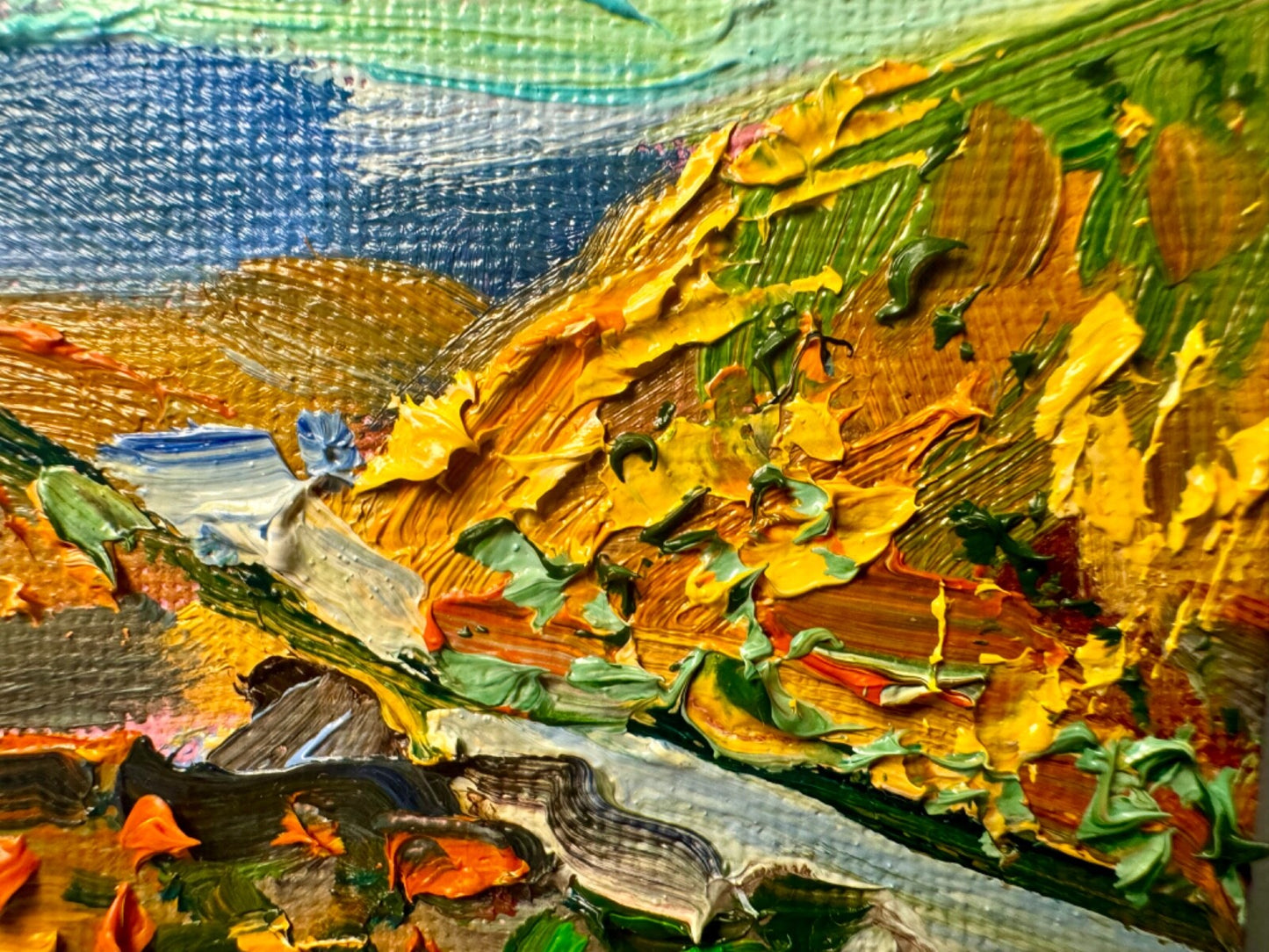 Oil Painting Franconia Notch Mountain landscape Original art Mini easel 4x4
