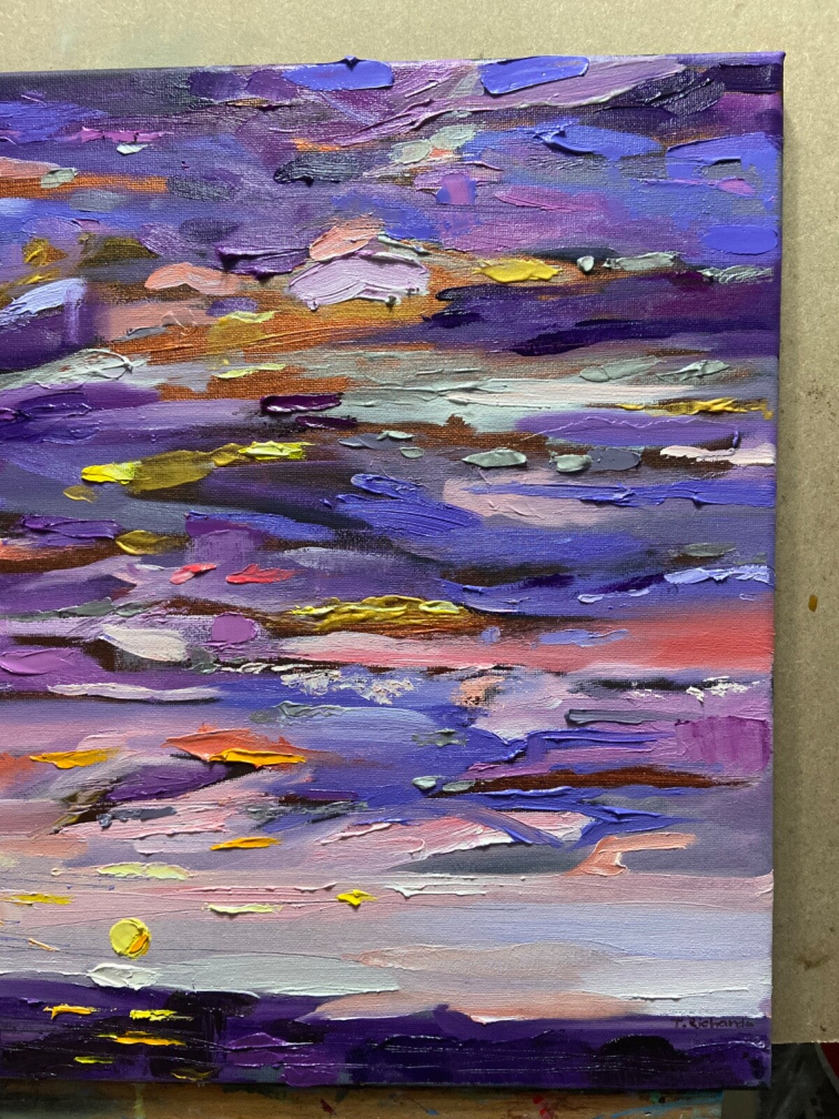 Oil painting ORIGINAL art Ocean seascape wall art Sunset night sky artwork 16x20