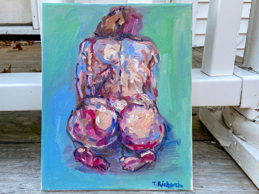 ORIGINAL art oil painting Nude artwork Woman wall art Body positive naked 8x10"