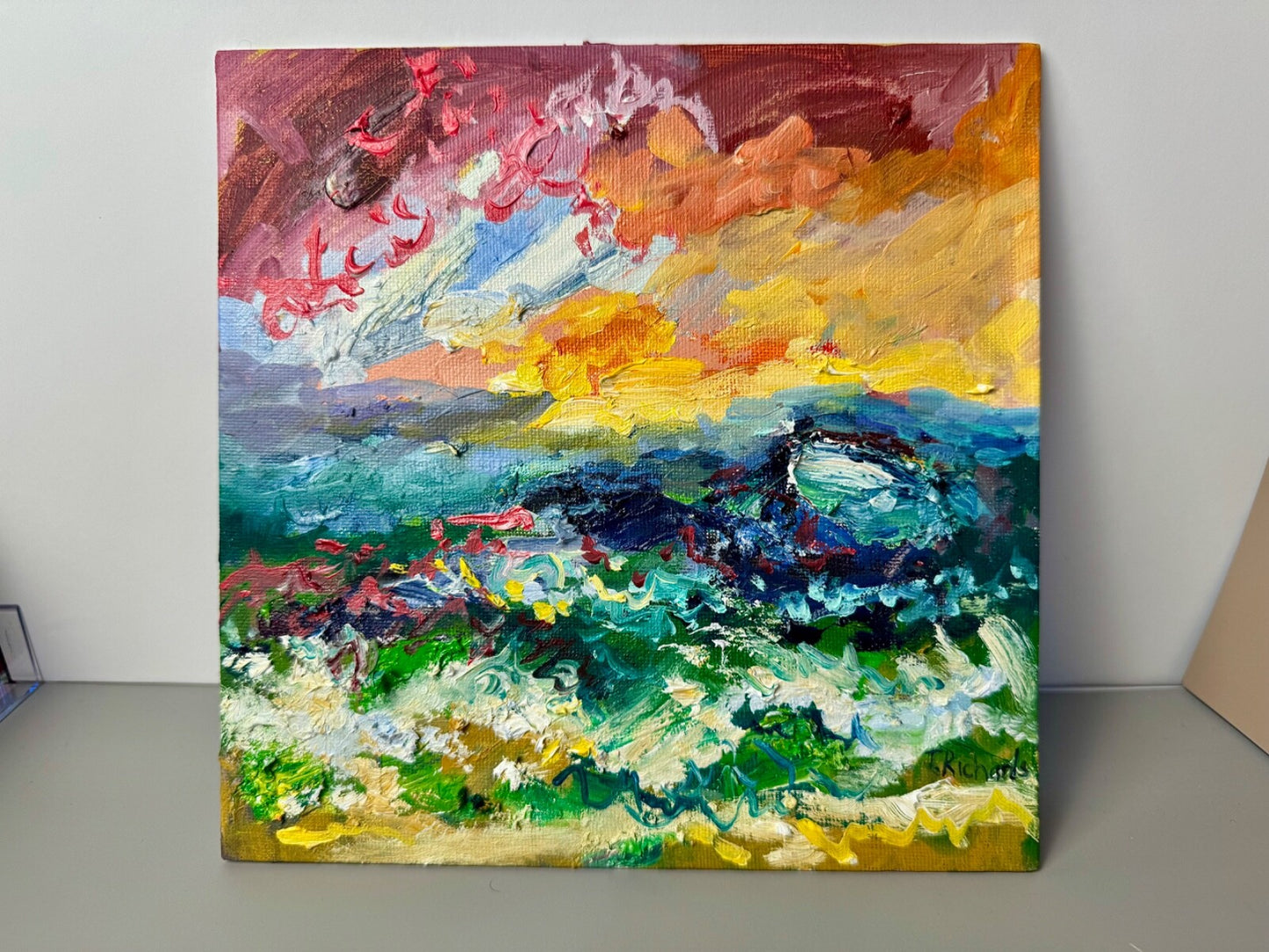 Oil painting ORIGINAL art Ocean wave artwork Seascape marine Landscape 8x8”