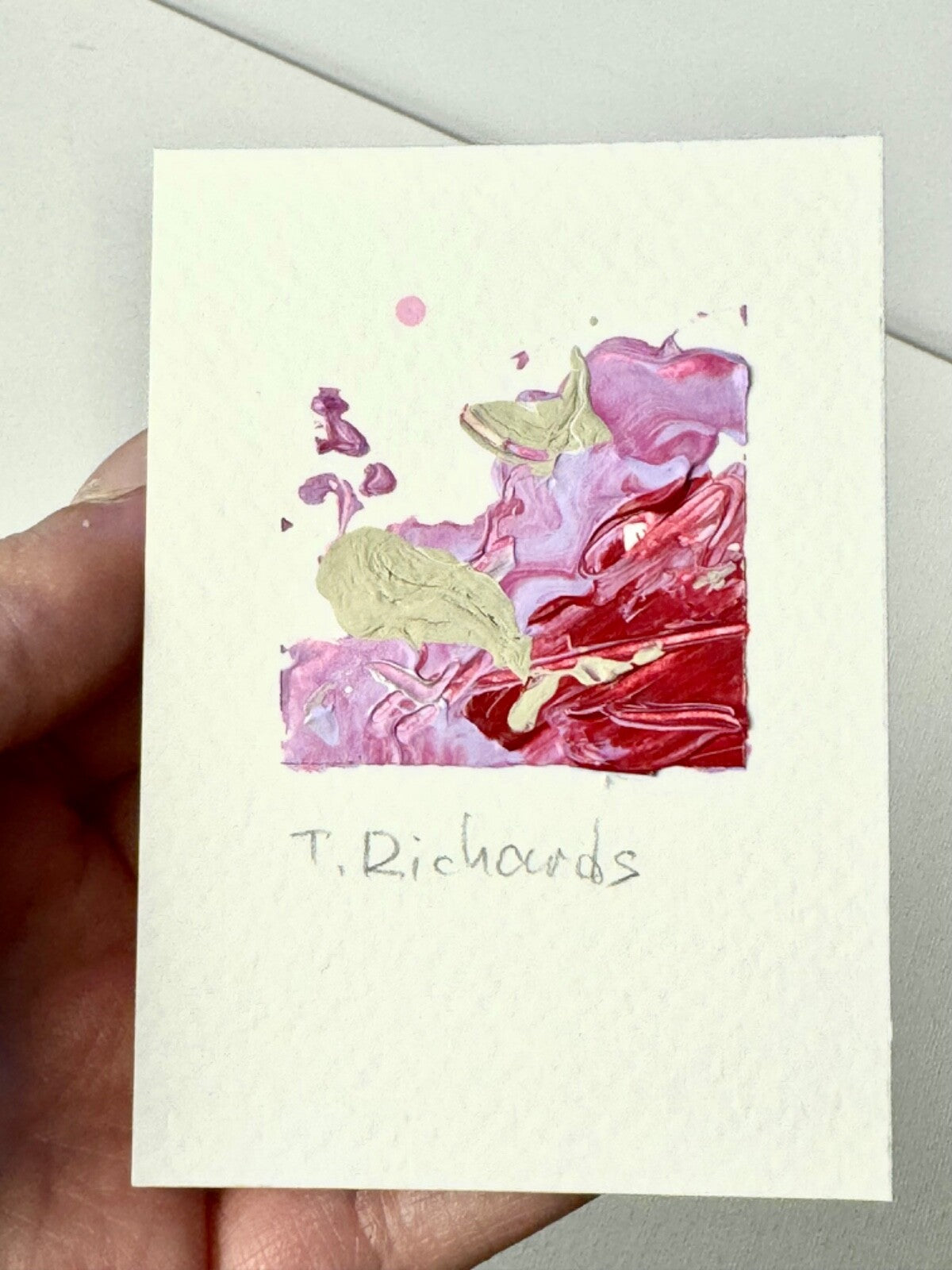 ACEO Acrylic ORIGINAL Art ATC Abstract painting Small Mini miniature 2.5x3.5"