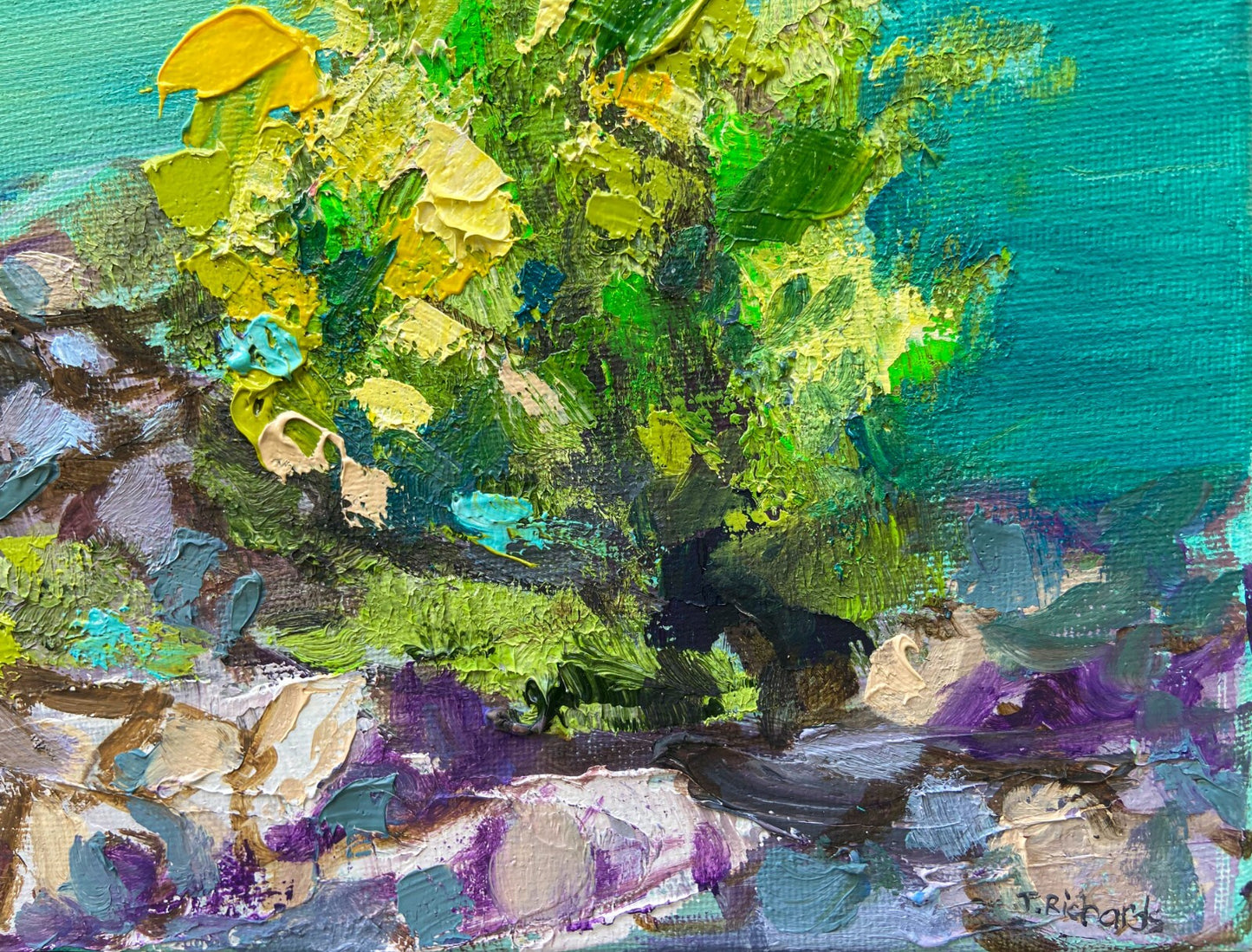 Original art oil painting Landscape mountain artwork Lake wall art 18x24"