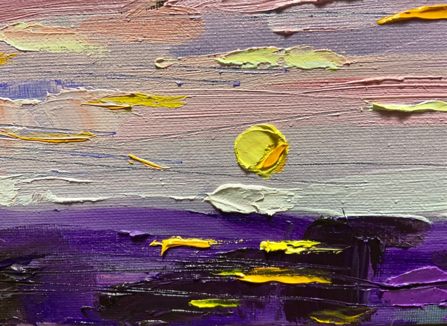 Oil painting ORIGINAL art Ocean seascape wall art Sunset night sky artwork 16x20