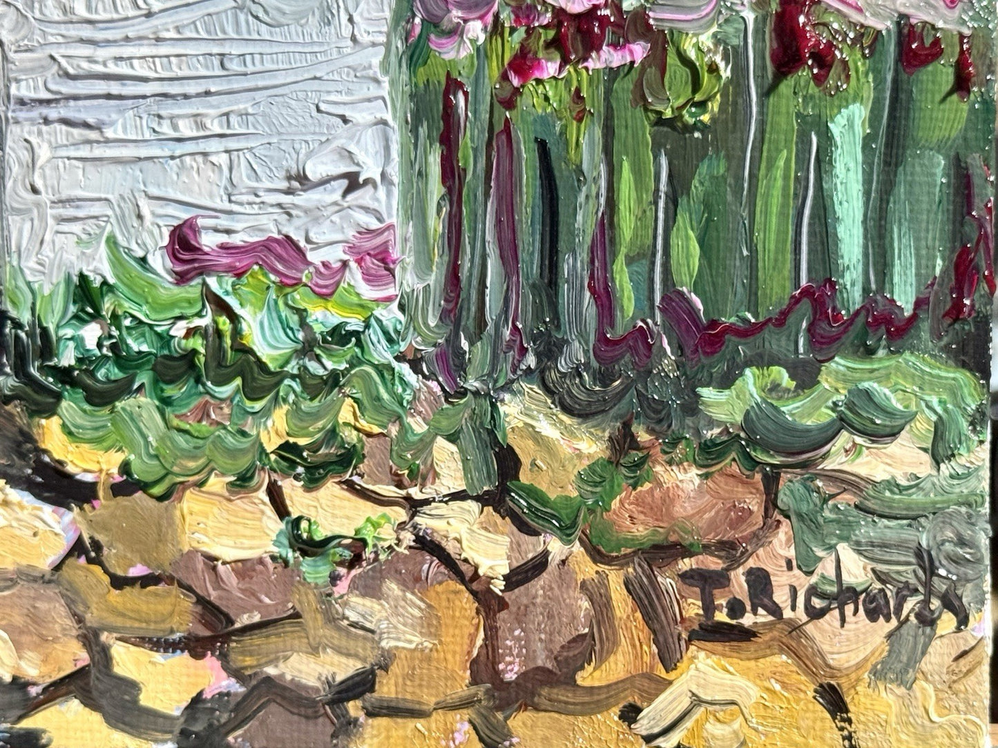 Farmhouse Oil painting ORIGINAL art Cottage House Flower Garden landscape 8x10