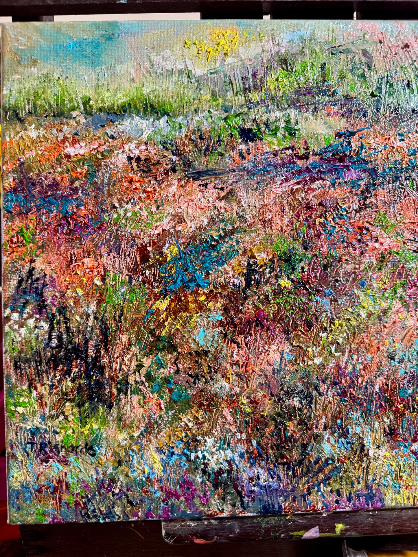 Wildflower Landscape Oil Painting 11x14, Abstract Forest Meadow Floral Art, Handmade Canvas Wall Decor, Expressionist Nature Scene