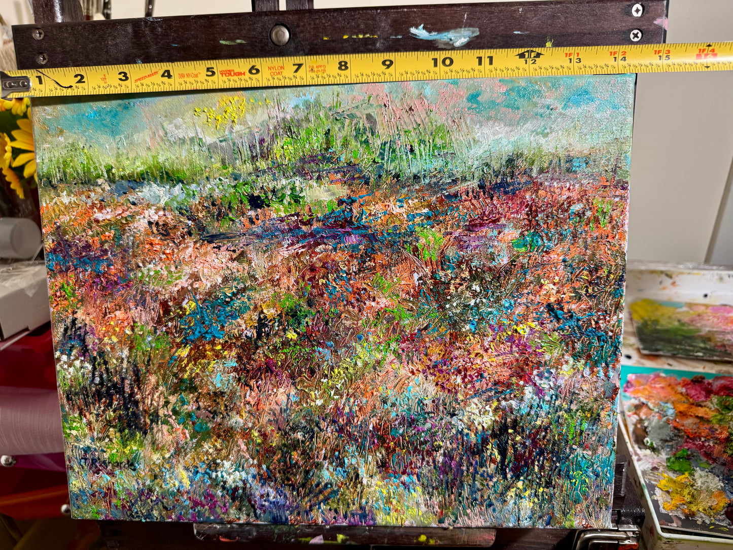 Wildflower Landscape Oil Painting 11x14, Abstract Forest Meadow Floral Art, Handmade Canvas Wall Decor, Expressionist Nature Scene