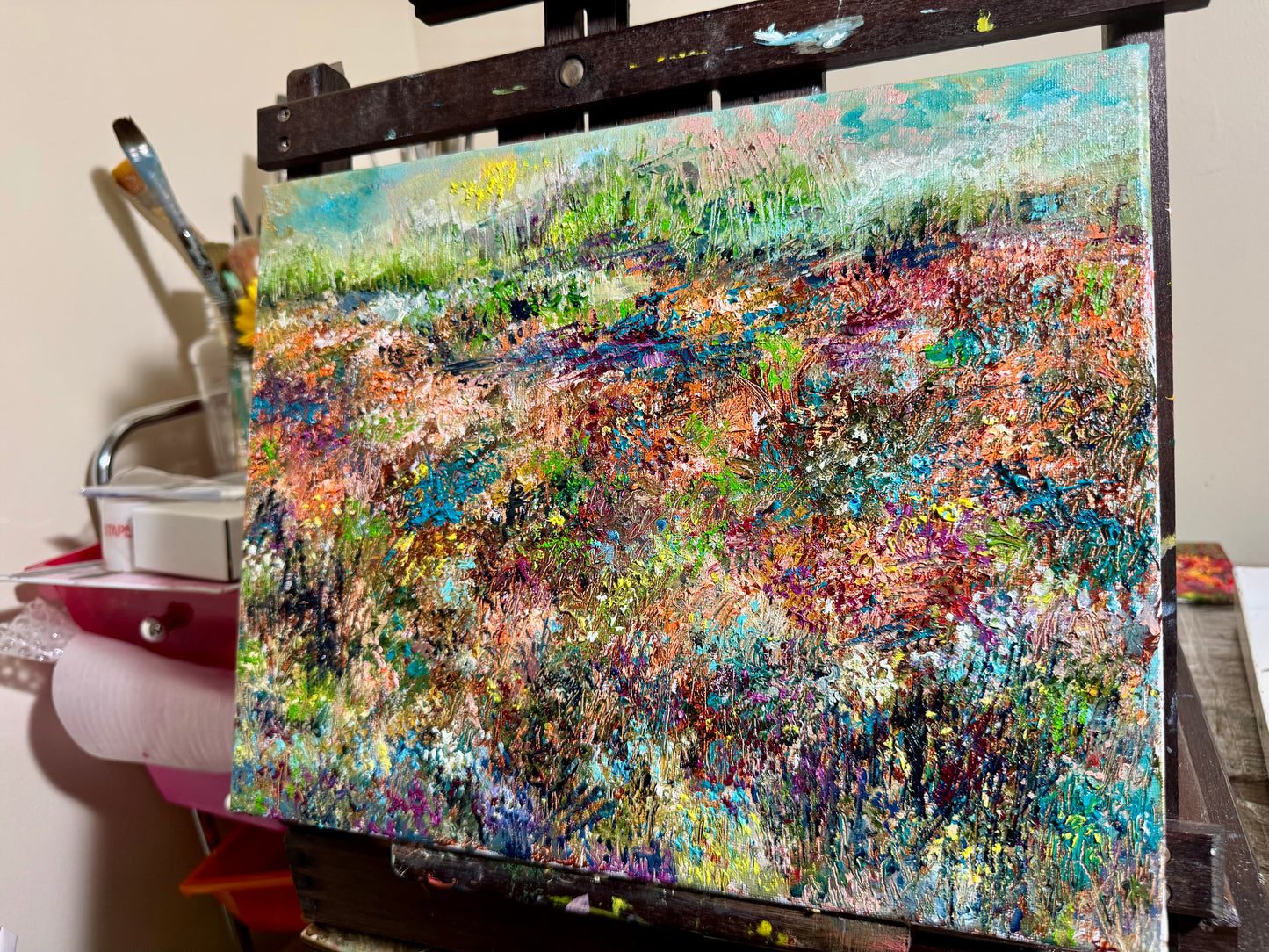 Wildflower Landscape Oil Painting 11x14, Abstract Forest Meadow Floral Art, Handmade Canvas Wall Decor, Expressionist Nature Scene