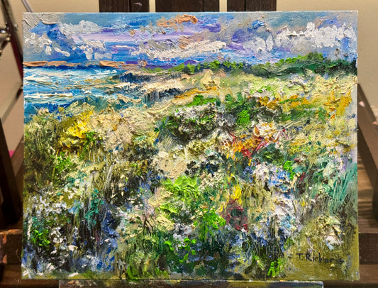 Coastal Shore Original Art Oil Painting 8x10, Maine Seascape, Ocean Landscape on Canvas Panel