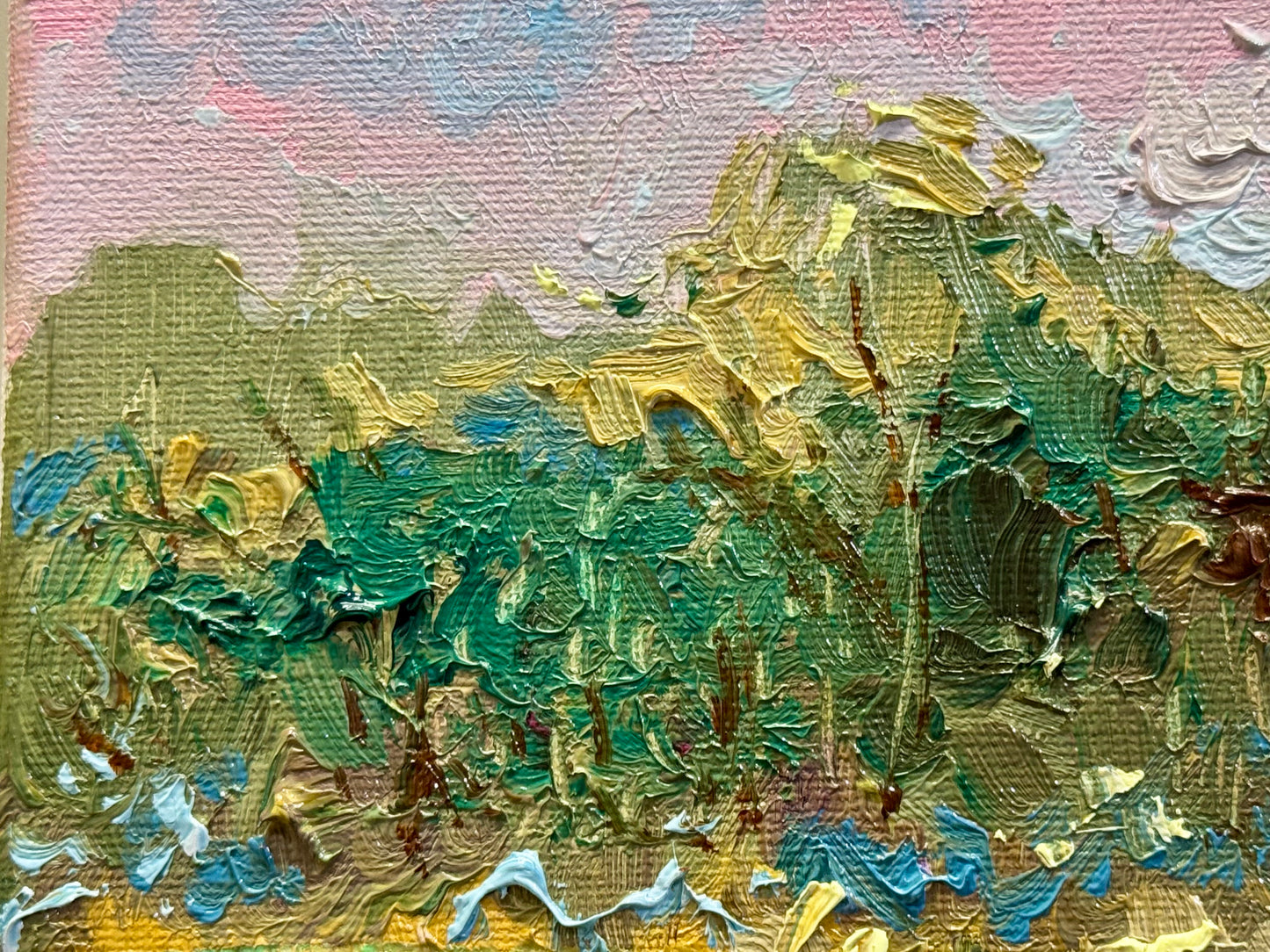 Forest Original Art 9x12" Wildflower Field Landscape, Oil Painting Sunrise Meadow Artwork, Handmade Wall Art Nature