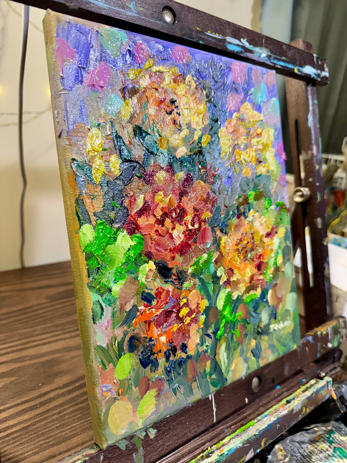 Marigolds Oil Painting 8x10", Flowers Original Art