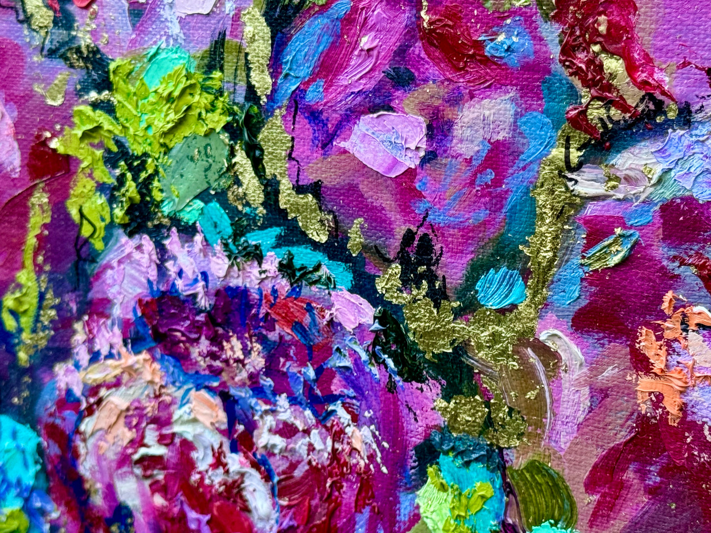 Peonies Original Art Oil Painting 24x36, Gold Leaf Floral Wall Art, Large Flowers Botanical Canvas Artwork