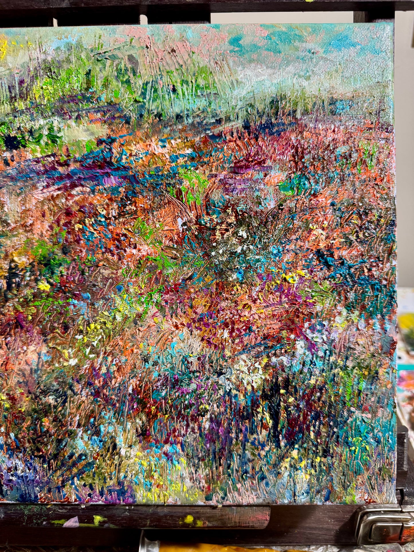 Wildflower Landscape Oil Painting 11x14, Abstract Forest Meadow Floral Art, Handmade Canvas Wall Decor, Expressionist Nature Scene