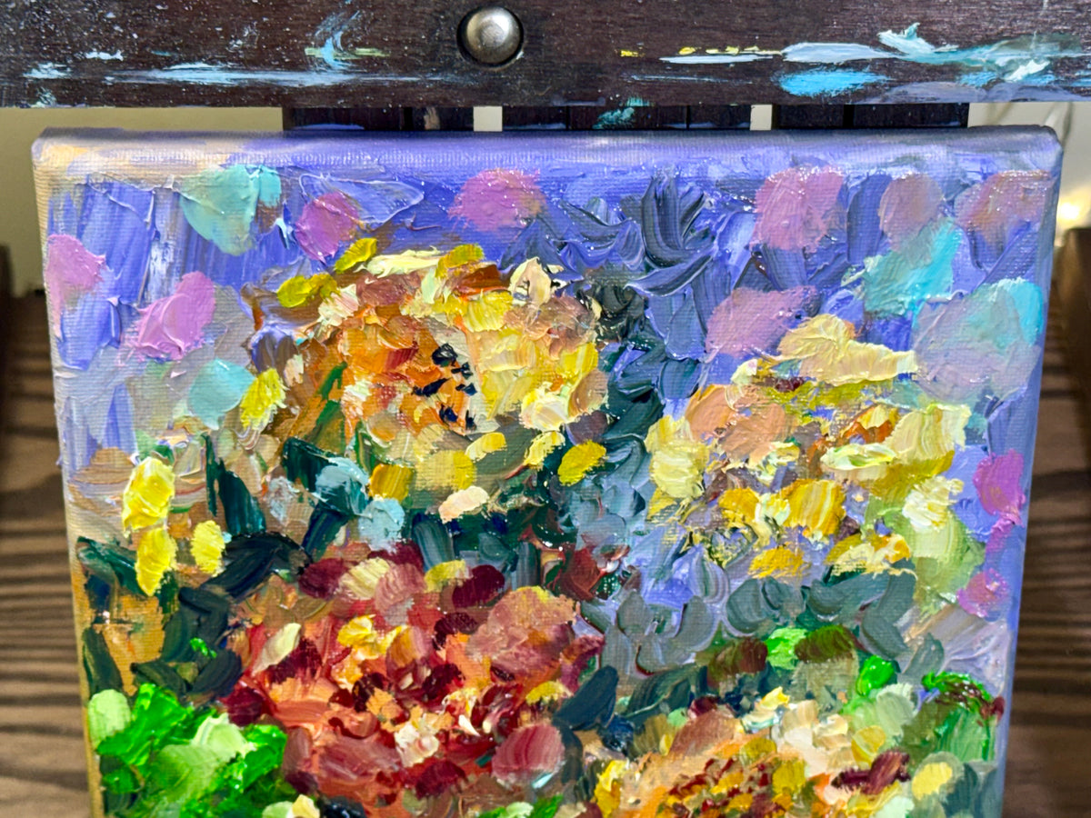 Marigolds Oil Painting 8x10", Flowers Original Art