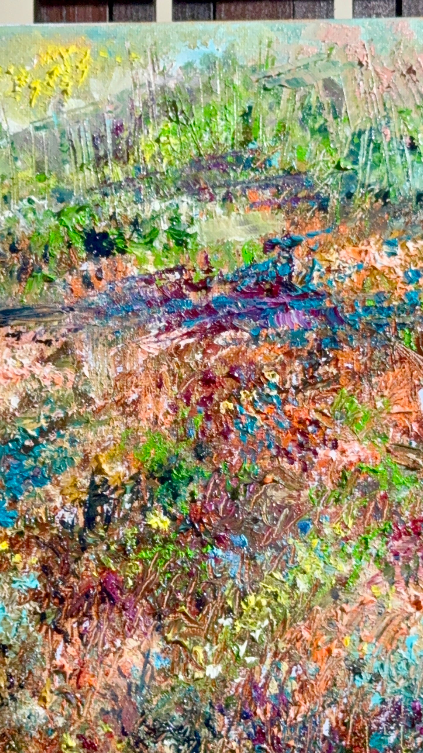 Wildflower Landscape Oil Painting 11x14, Abstract Forest Meadow Floral Art, Handmade Canvas Wall Decor, Expressionist Nature Scene