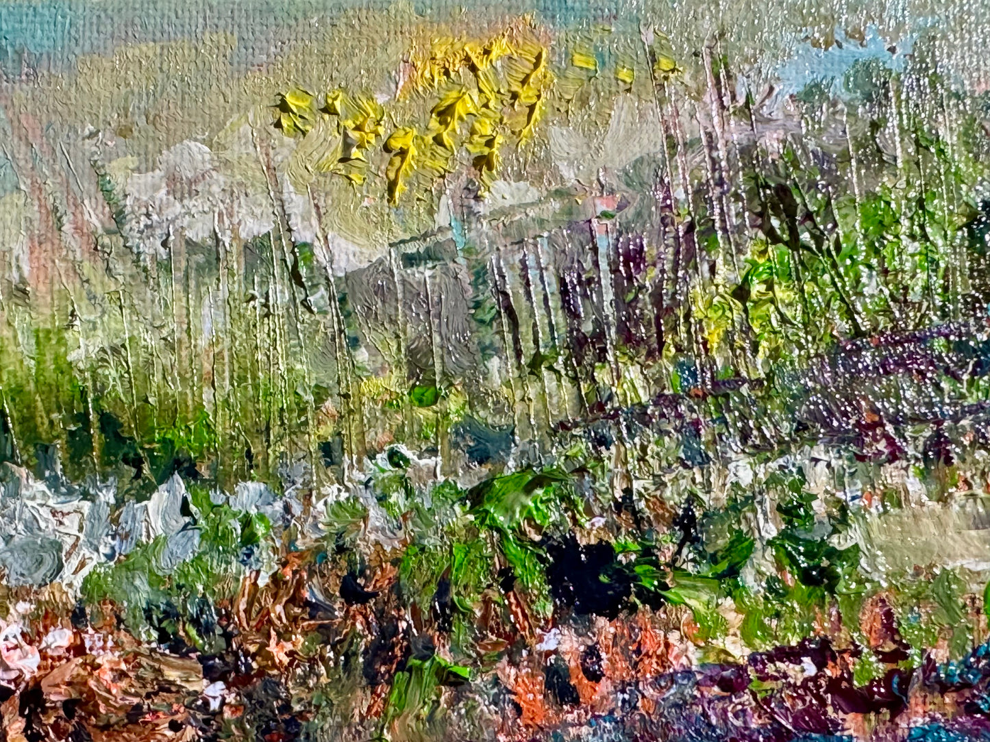 Wildflower Landscape Oil Painting 11x14, Abstract Forest Meadow Floral Art, Handmade Canvas Wall Decor, Expressionist Nature Scene