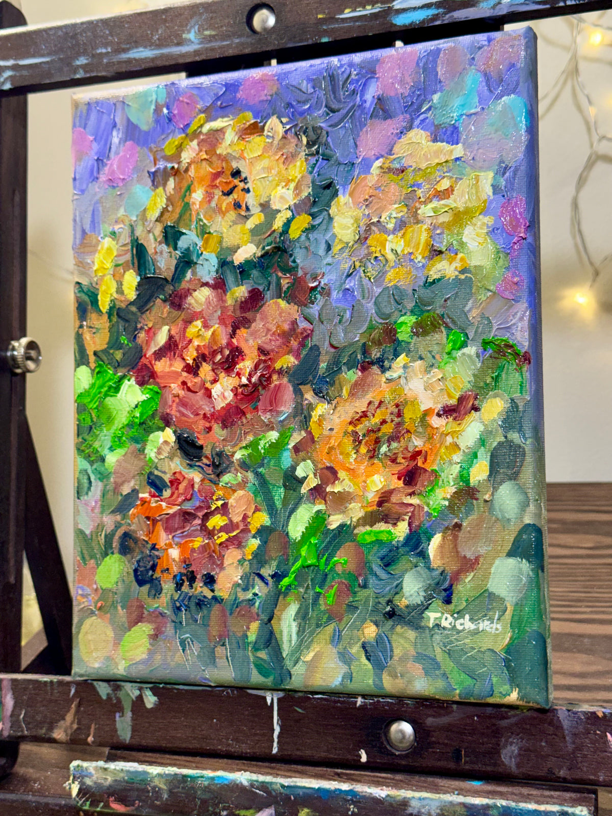 Marigolds Oil Painting 8x10", Flowers Original Art