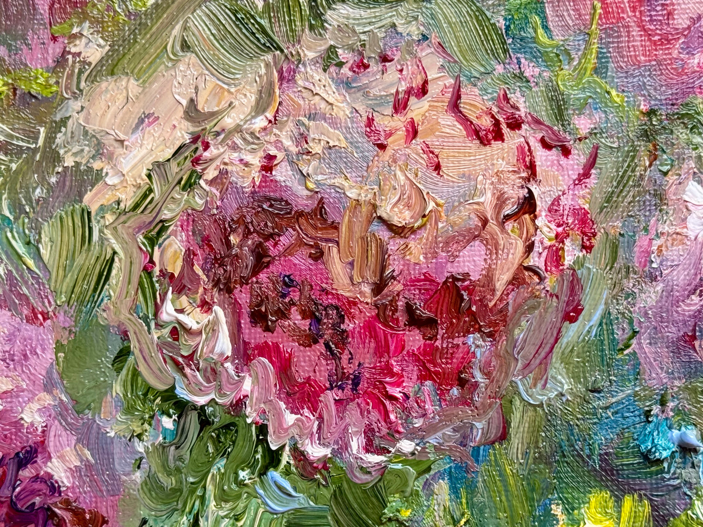 Pink Peony Bouquet Oil Painting 12x16, Original Art Floral Artwork, Flower Wall Art, Botanical Decor