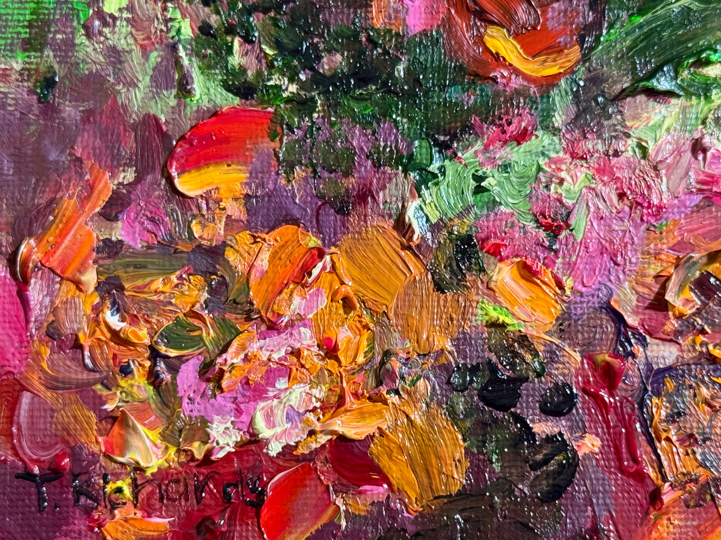 Red Marigolds Oil Painting 5x7, Original Art Floral Still Life on Panel, Red Flower Wall Art, Small Artwork Botanical Oil Decor