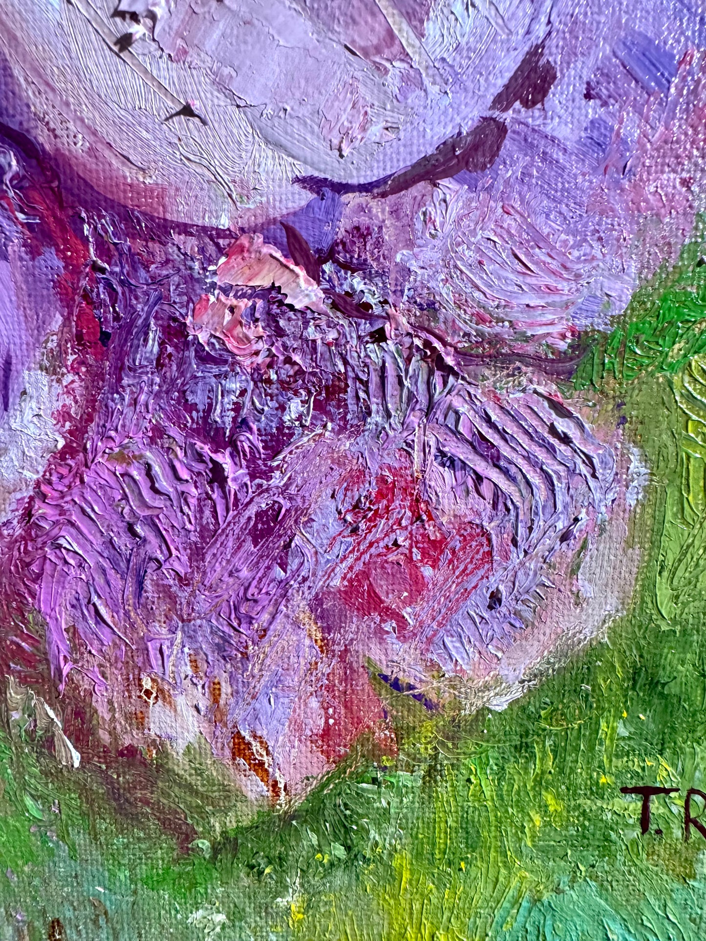 Pink Zinnia Oil Painting 20x20", Original Art Floral Wall Art, Large Flower Botanical Artwork