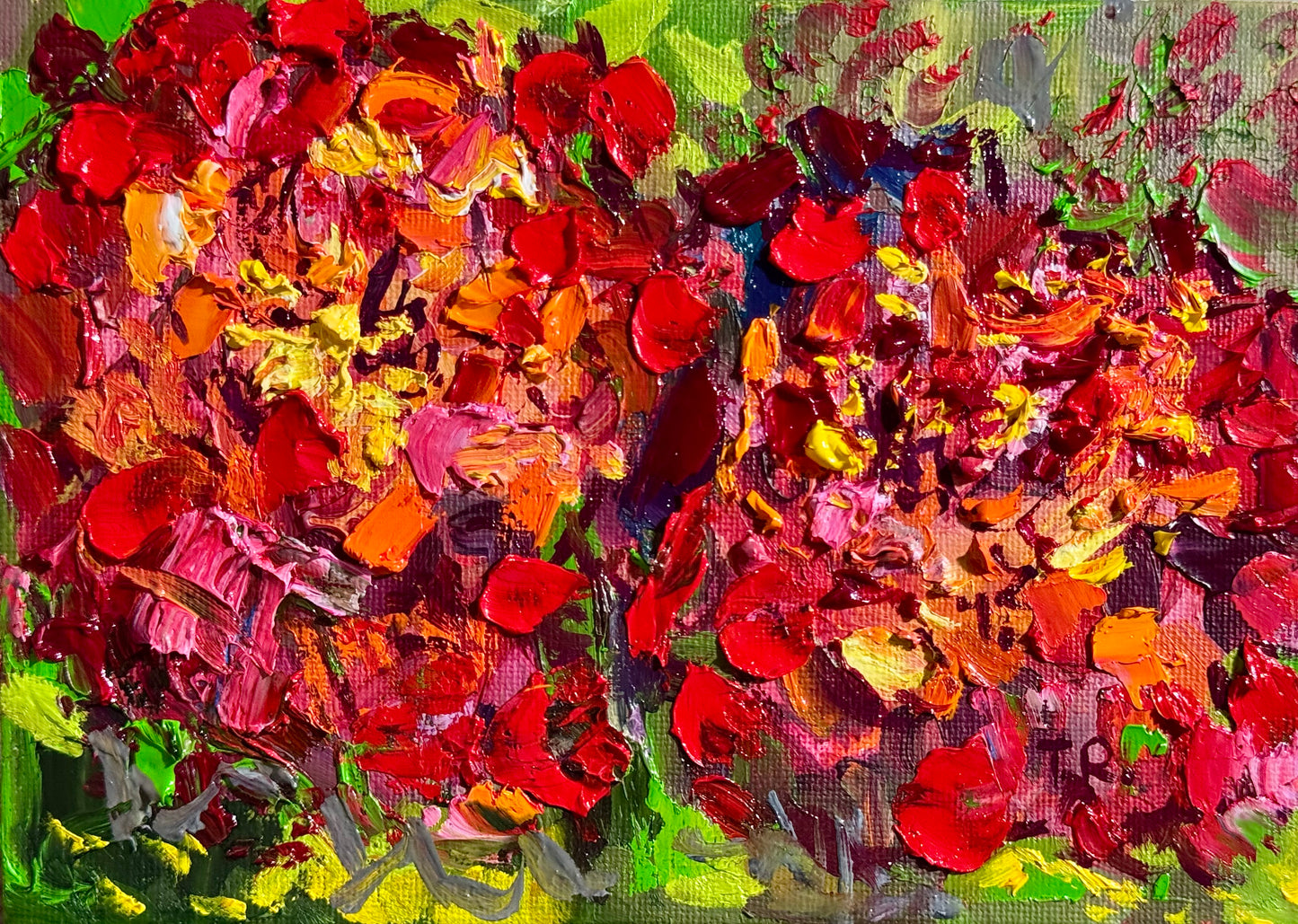 Marigolds Oil Painting 5x7, Original Art Floral Still Life Flowers Artwork, Small Flower Wall Art