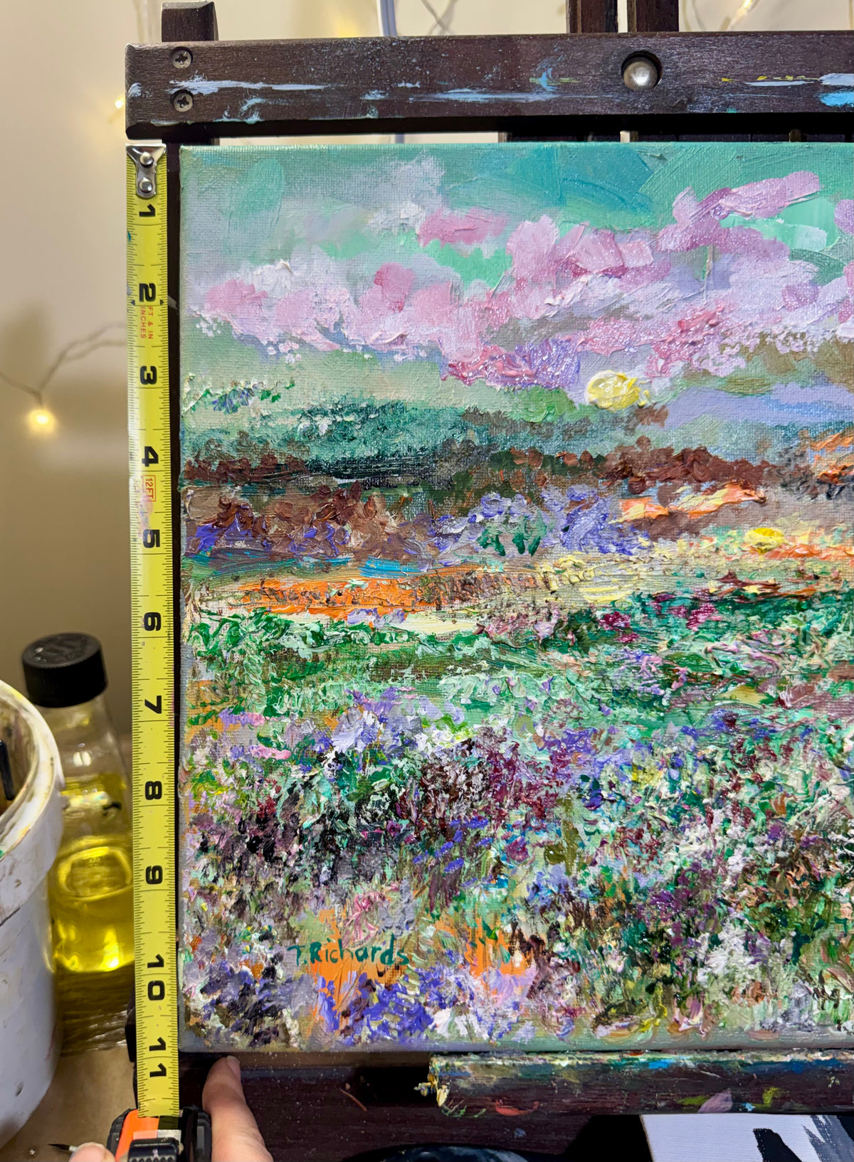 Wildflower Field Landscape Oil Painting 11x14", Original Art Meadow Art, Textured Nature Artwork