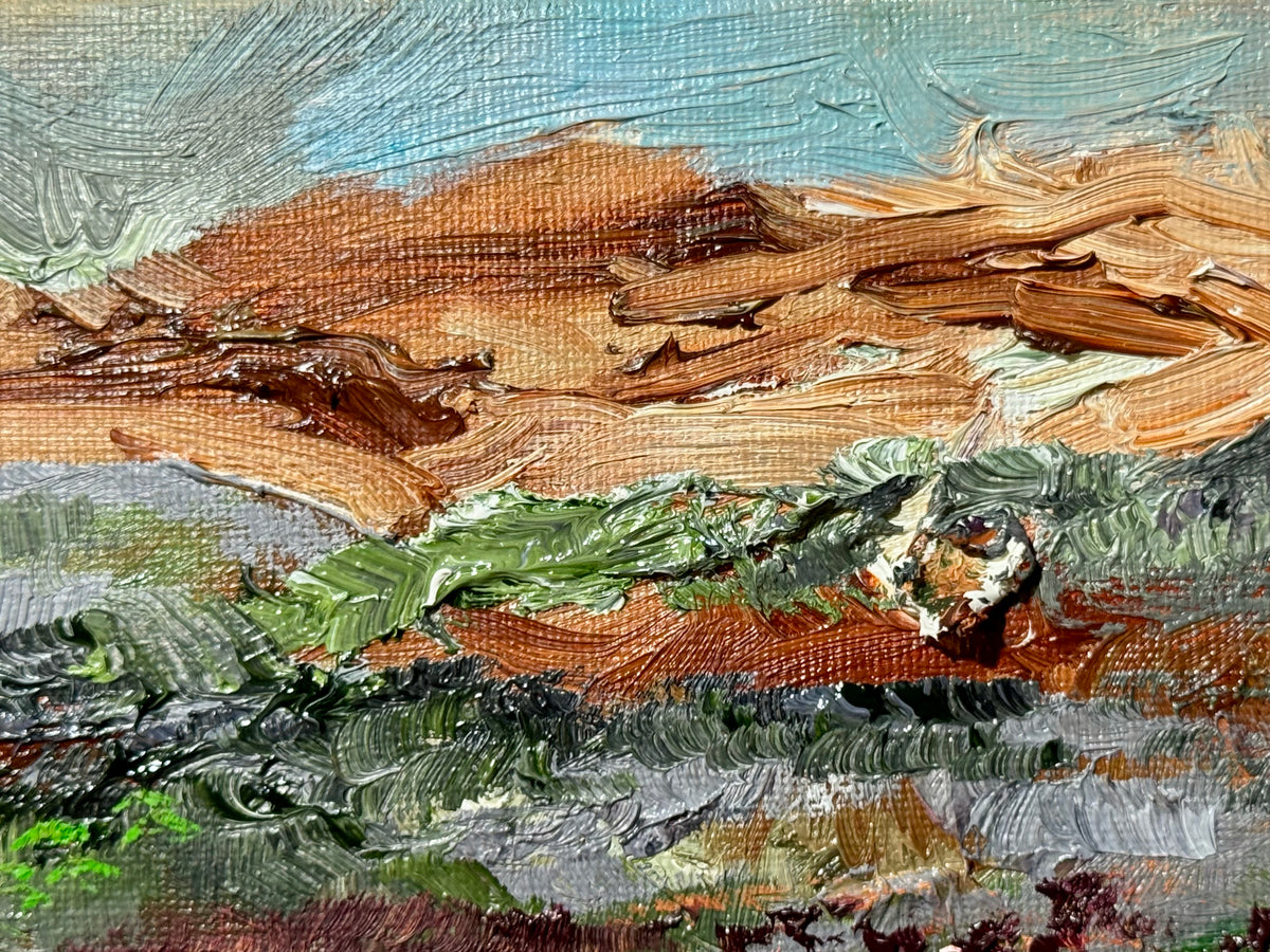 Wildflower Field Landscape Oil Painting 8x10", Original Art Meadow Art, Nature Artwork