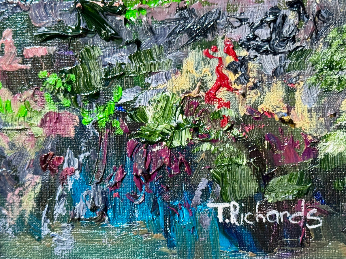 Wildflower Field Landscape Oil Painting 8x10", Original Art Meadow Art, Nature Artwork