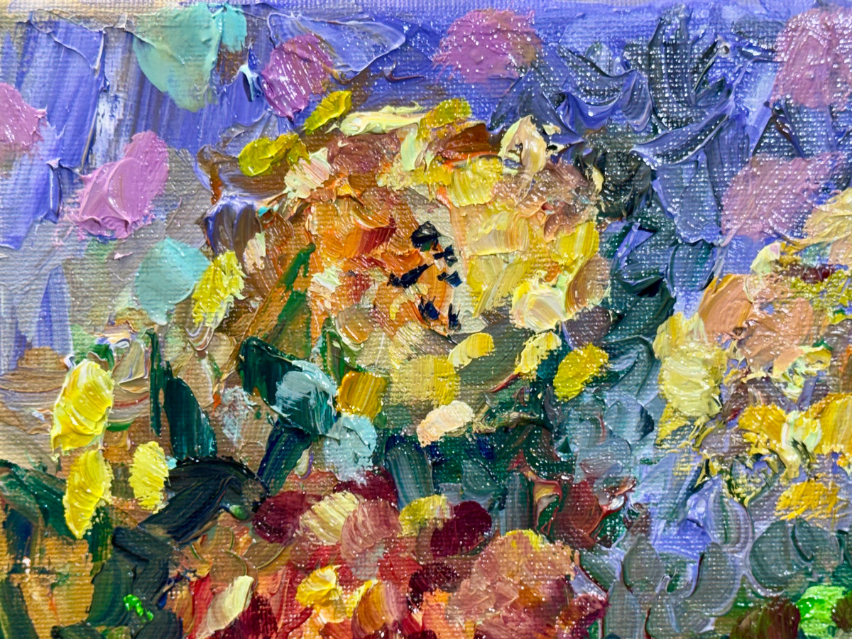 Marigolds Oil Painting 8x10", Flowers Original Art
