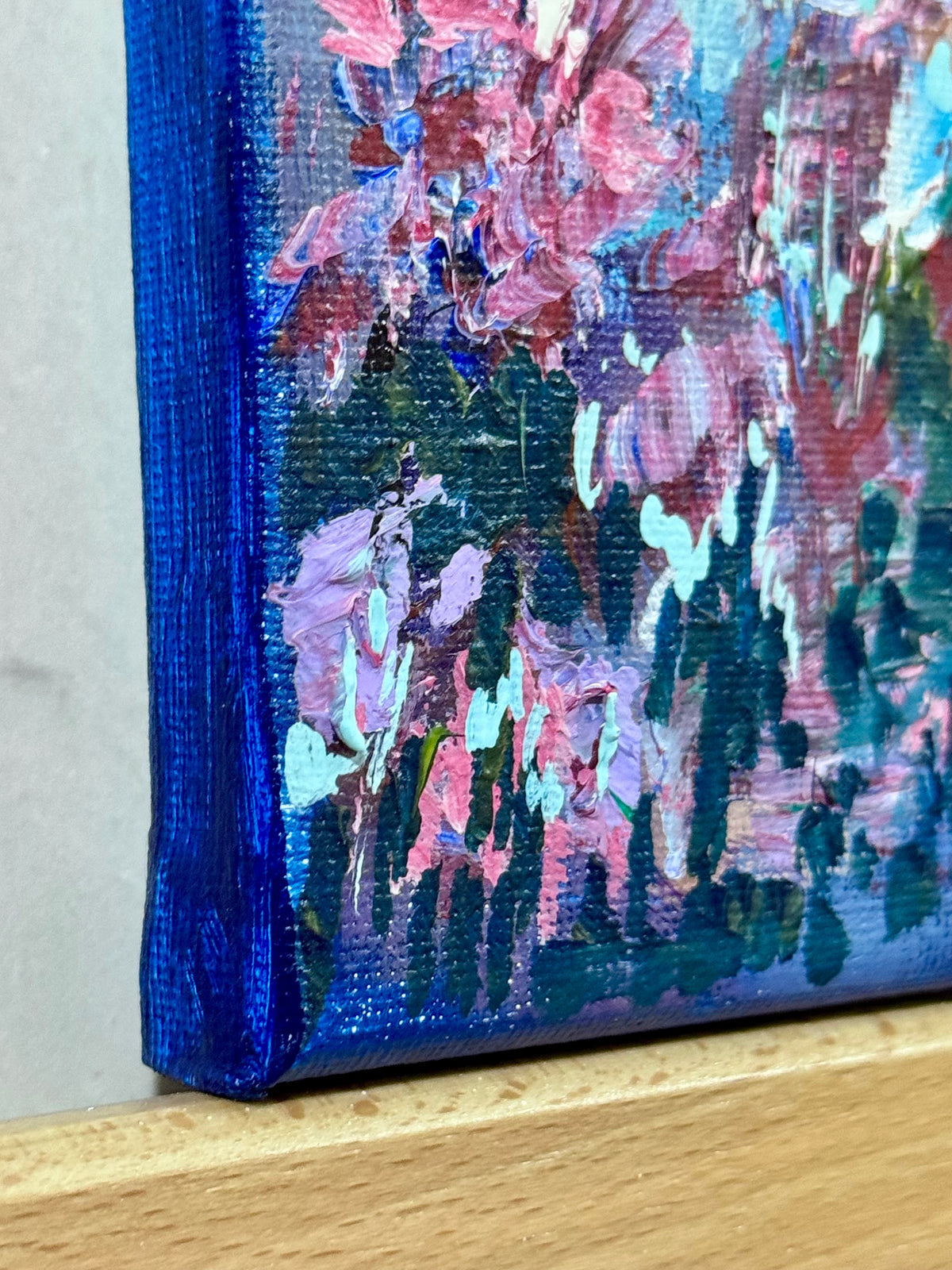 Blue Hour Acrylic Painting 8x10", Original Art Wildflower Evening Field Landscape