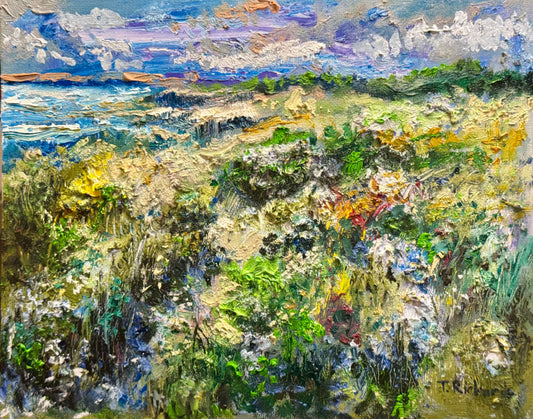 Coastal Shore Original Art Oil Painting 8x10, Maine Seascape, Ocean Landscape on Canvas Panel