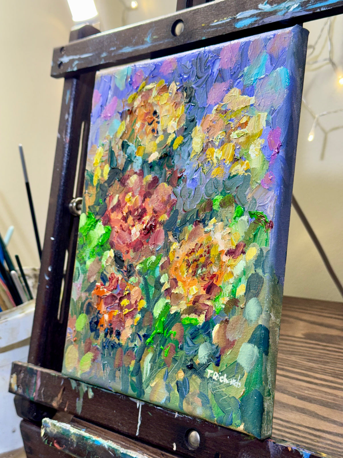 Marigolds Oil Painting 8x10", Flowers Original Art