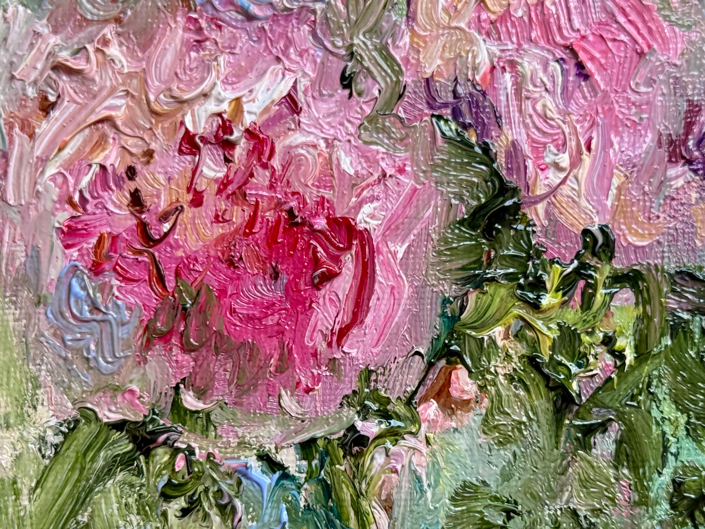 Pink Peony Bouquet Oil Painting 12x16, Original Art Floral Artwork, Flower Wall Art, Botanical Decor