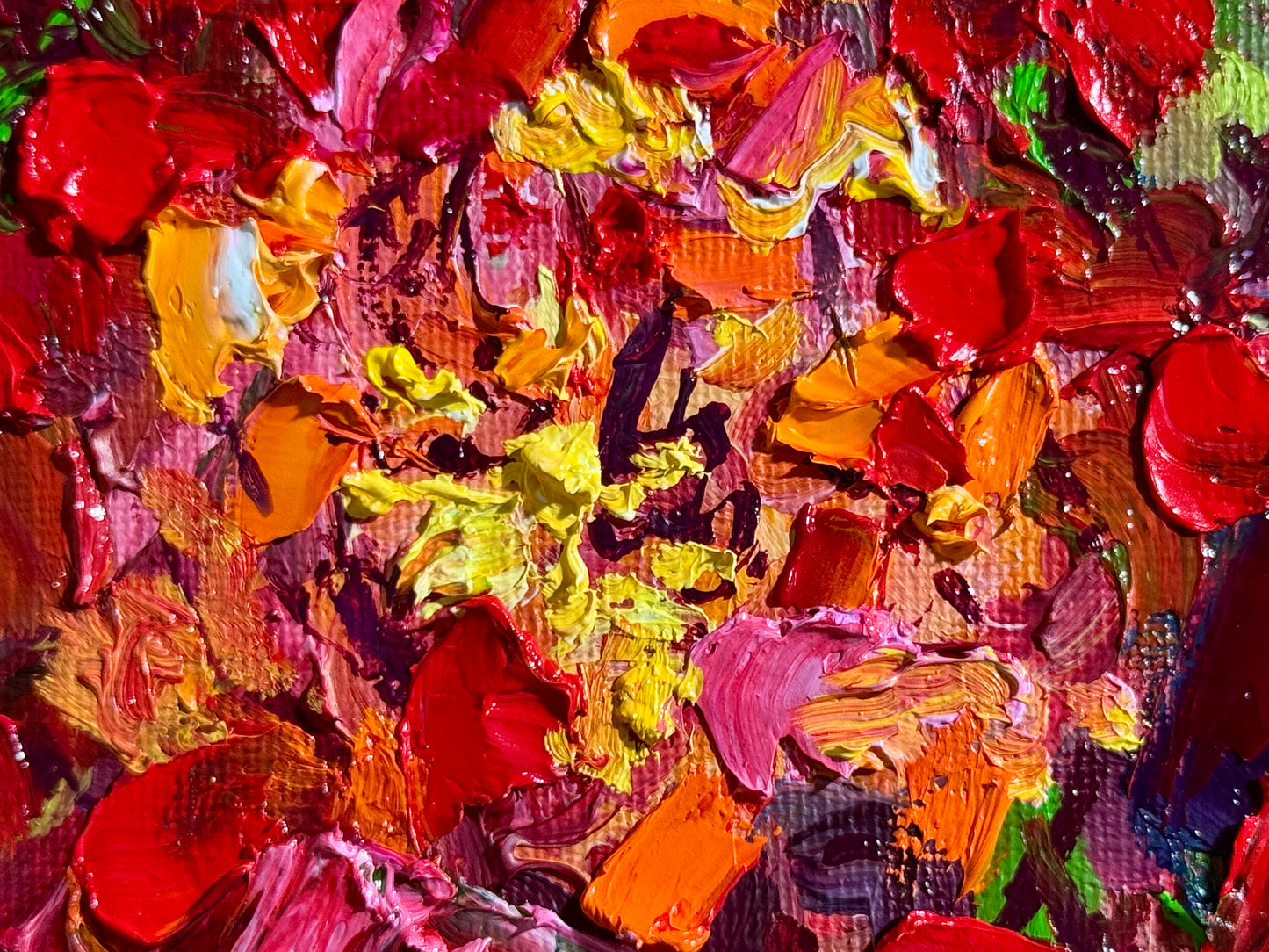 Marigolds Oil Painting 5x7, Original Art Floral Still Life Flowers Artwork, Small Flower Wall Art