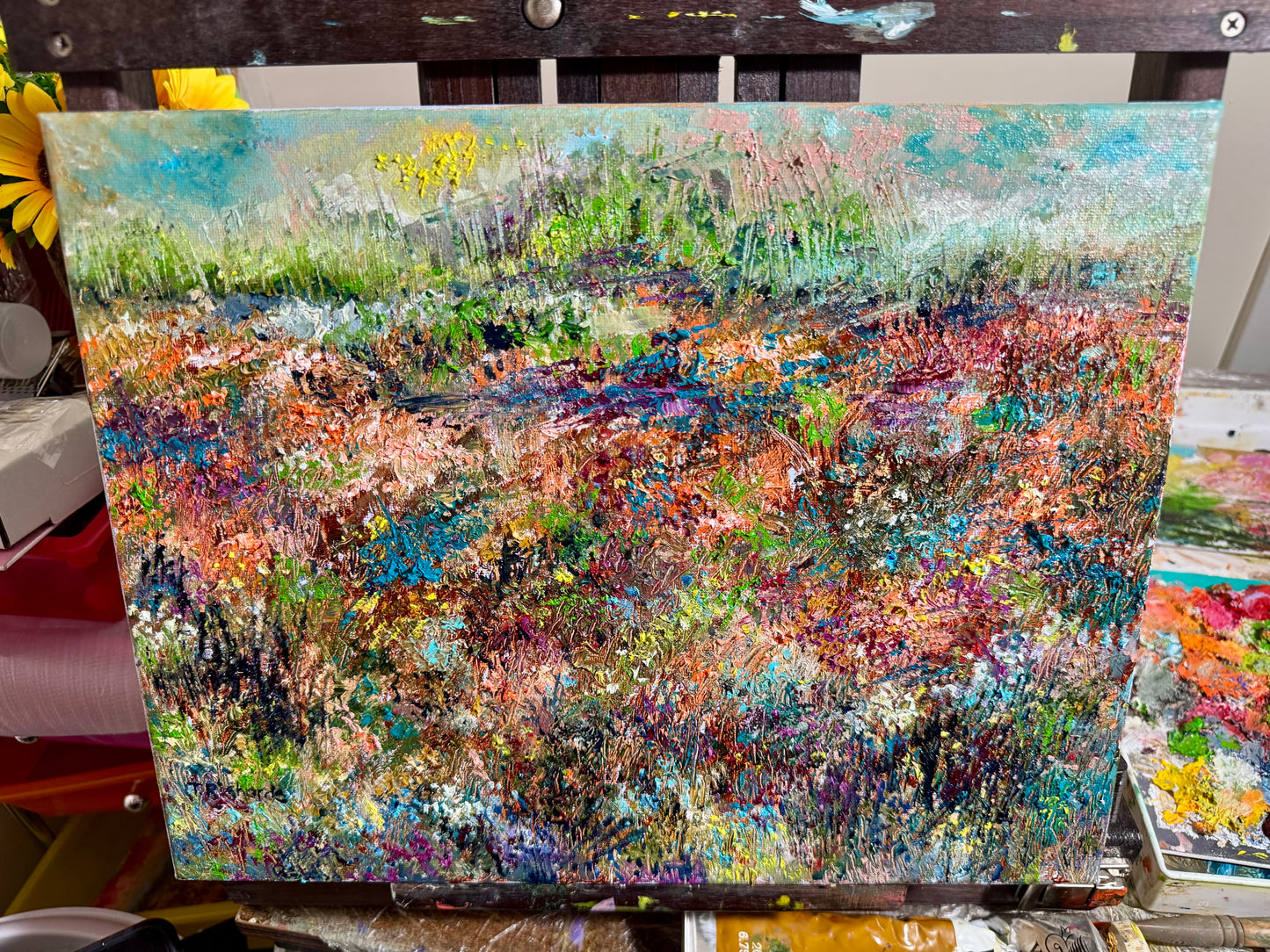 Wildflower Landscape Oil Painting 11x14, Abstract Forest Meadow Floral Art, Handmade Canvas Wall Decor, Expressionist Nature Scene