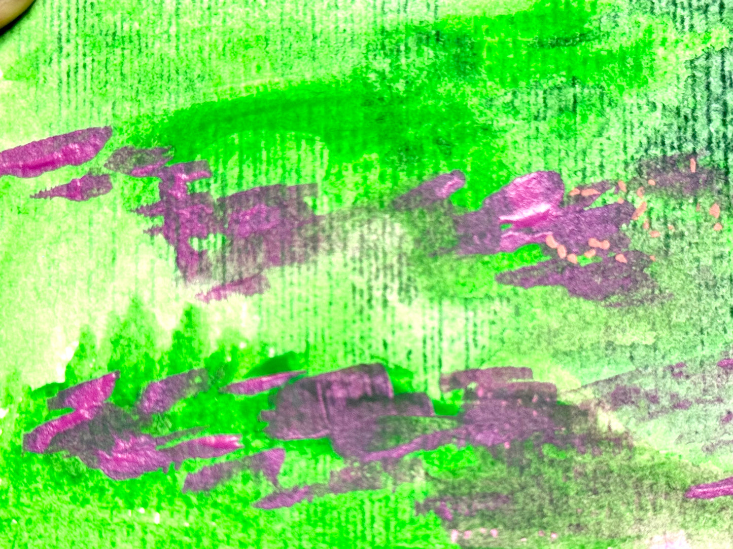Abstract Landscape Original Art Acrylic Painting on Paper, Modern Nature Artwork 4x6"
