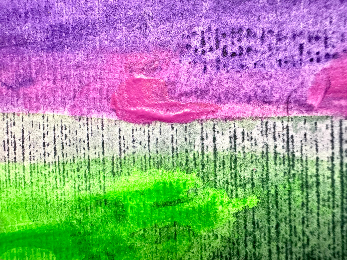 Abstract Landscape Original Art Acrylic Painting on Paper, Modern Nature Artwork 4x6"