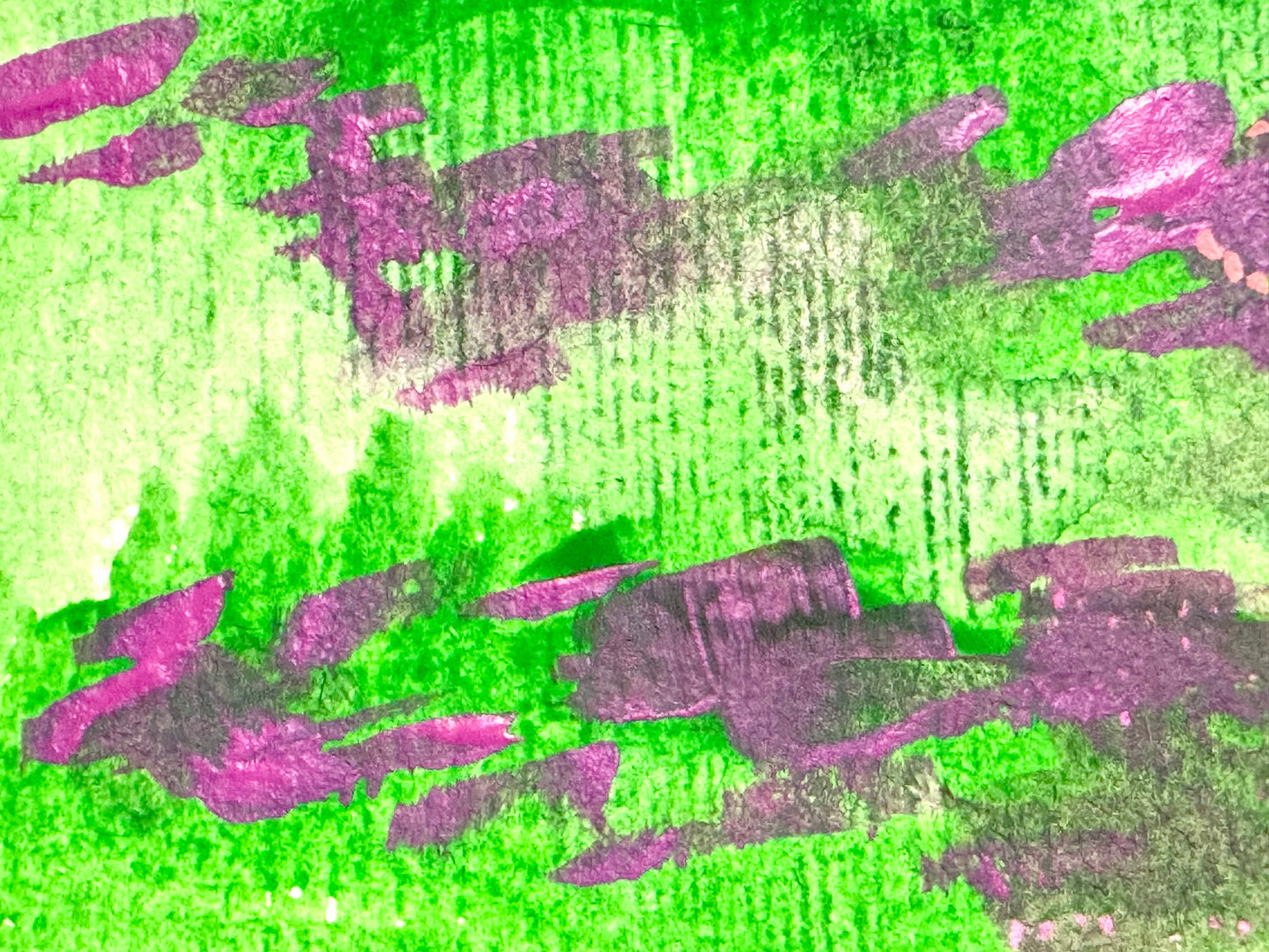 Abstract Landscape Original Art Acrylic Painting on Paper, Modern Nature Artwork 4x6"