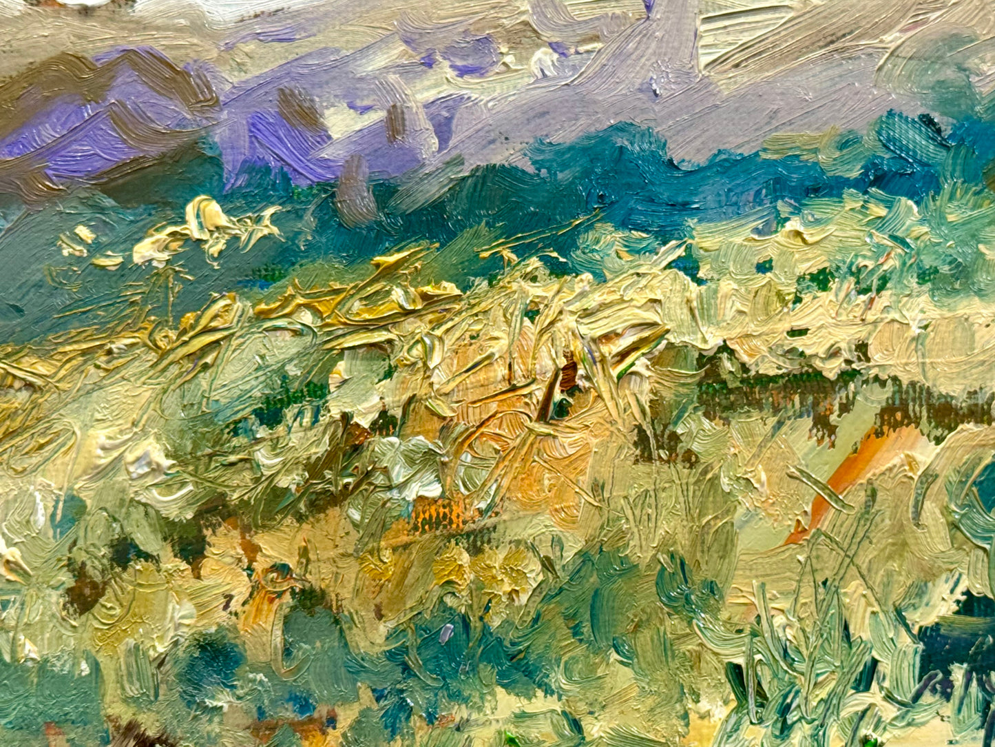 Wildflower Landscape Oil Painting 11x14", Original Art Meadow Floral Art, Textured Moody Nature Scene