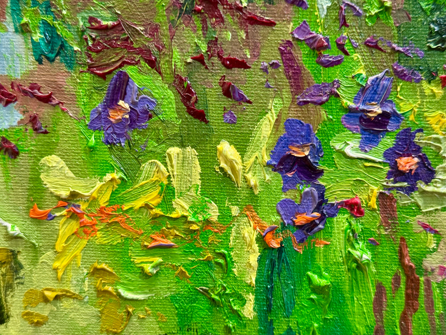 Goffstown Rail Trail Original Art Oil Painting 16x20", Wildflower Landscape, Floral New Hampshire Nature Wall Art on Canvas