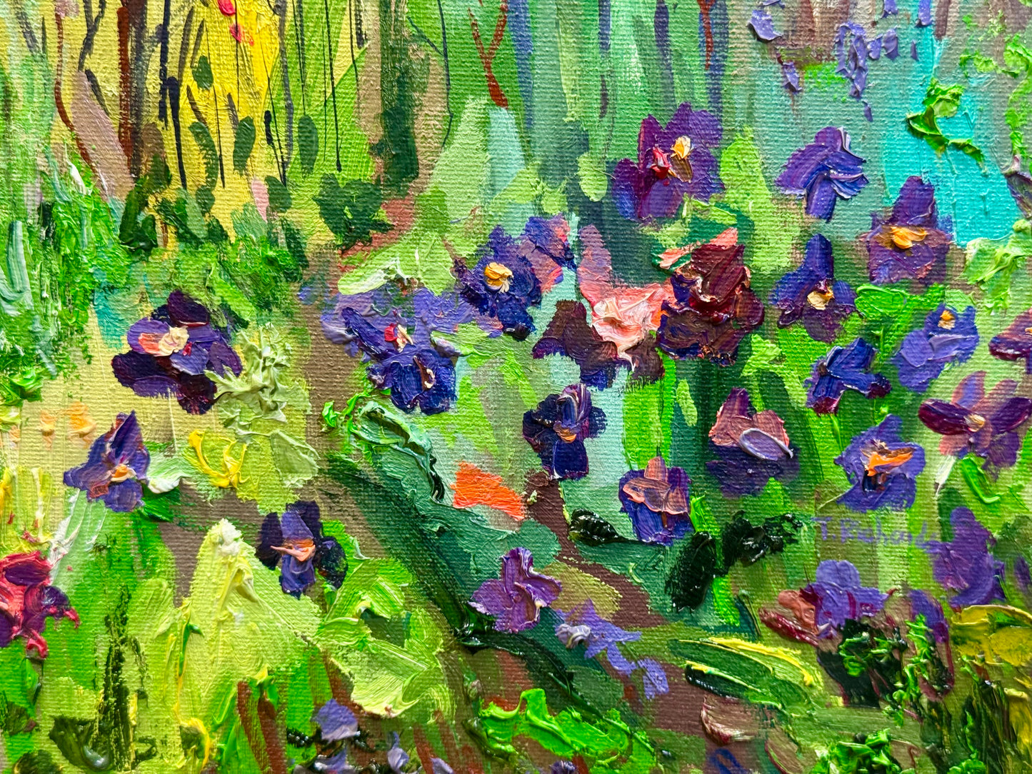 Goffstown Rail Trail Original Art Oil Painting 16x20", Wildflower Landscape, Floral New Hampshire Nature Wall Art on Canvas