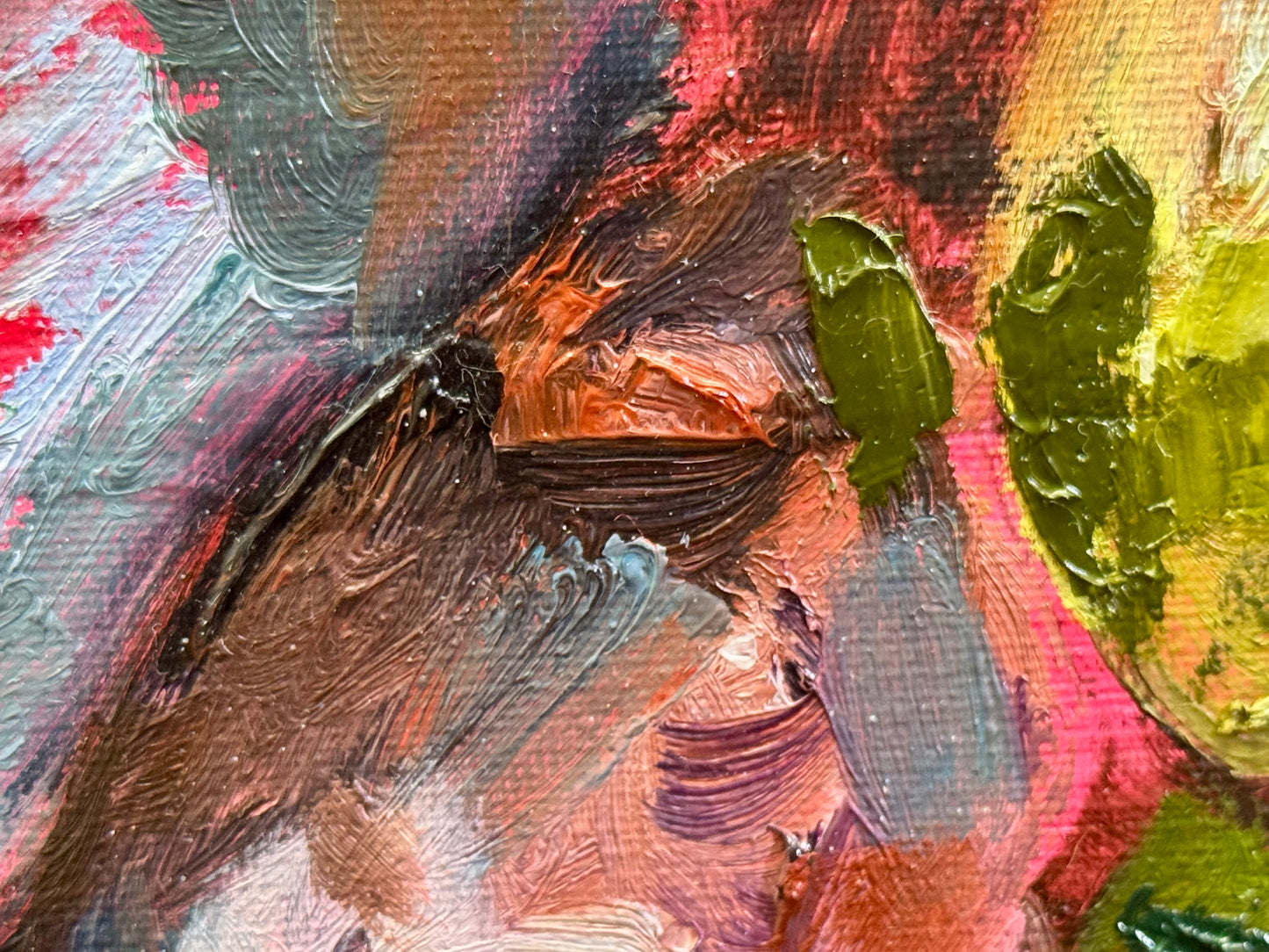 Avocado Original Art Oil Painting 16x20", Still Life Food Wall Art, Abstract Kitchen Textured Artwork