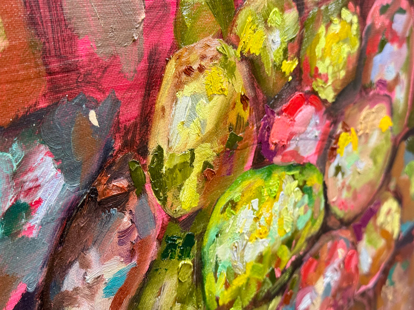 Avocado Original Art Oil Painting 16x20", Still Life Food Wall Art, Abstract Kitchen Textured Artwork